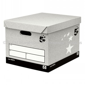 5 Star Office Archive & Storage Boxes Grey 10 Pack